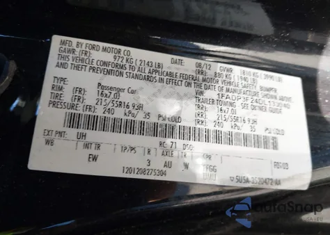 2013 Ford Focus Se из США, поврежденный, VIN 1FADP3F24DL133040